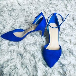 Forever 21 Women's Royal Blue Closed Toe Suede Heel with Ankle Strap Size 8